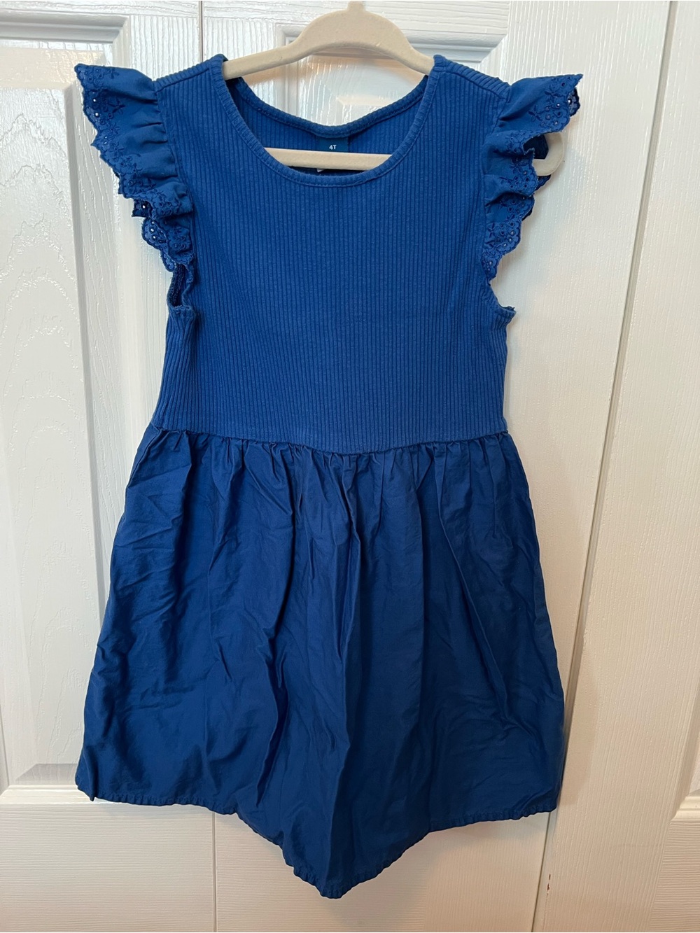 Old Navy Girls Royal Blue Flutter Sleeve Dress - Size 4T